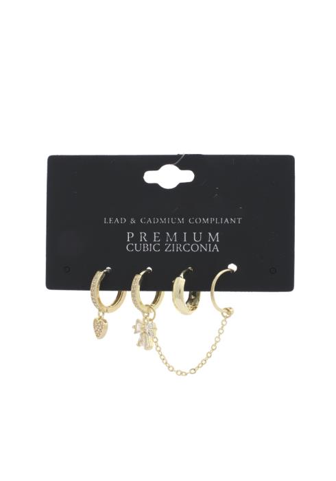 HEART CHARM HUGGIE EARRING SET