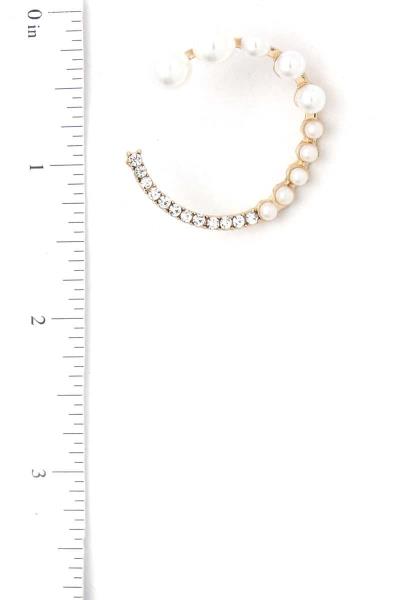 PEARL RHINESTONE OPEN CIRCLE DROP EARRING