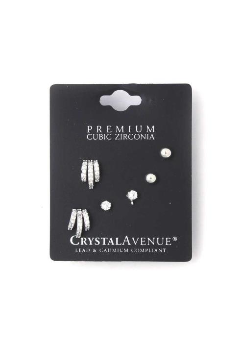 CUBIC ZIRCONIA STUD EARRING SET