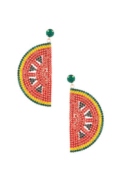 RHINESTONE WATERMELON DANGLE EARRING