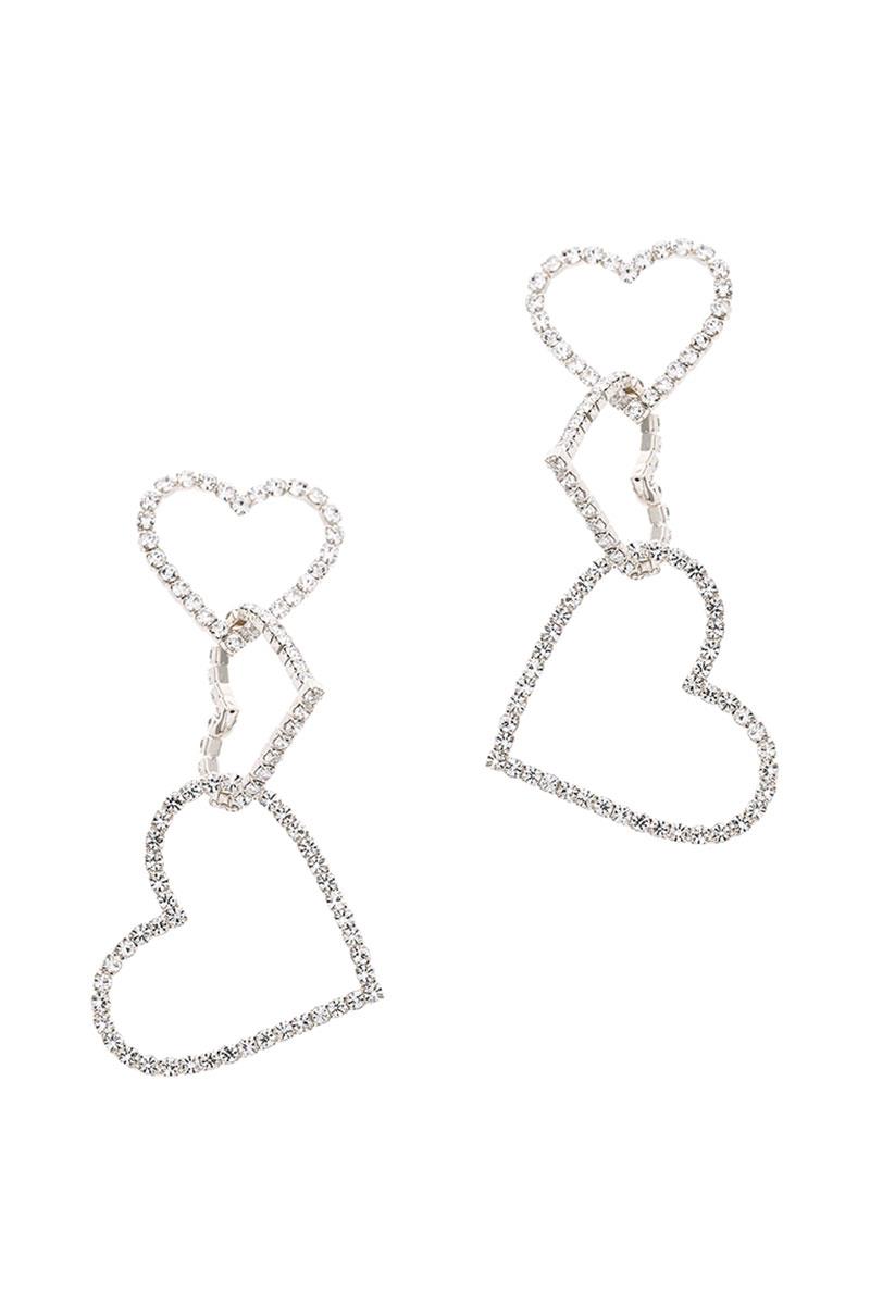 TRIPLE HEART LINK RHINESTONE EARRING
