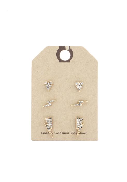 3PC LIGHTING BOLT EARRING SET