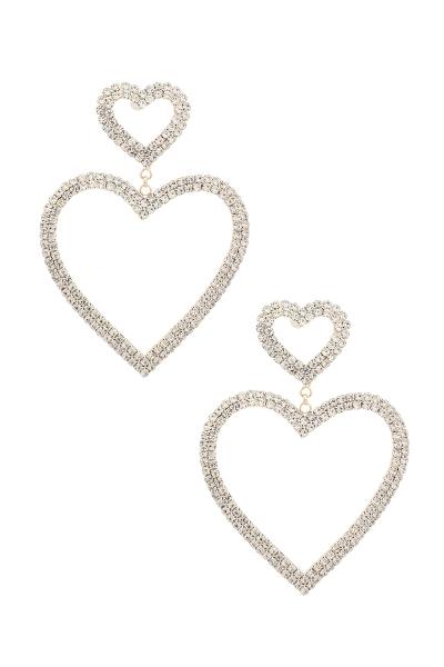 HEART RHINESTONE DANGLE EARRING