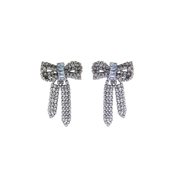 RHINESTONE BOW EARRING