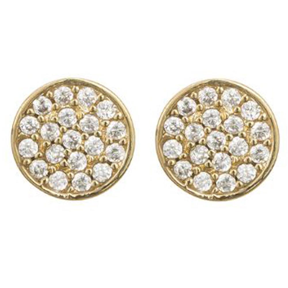 CUBIC ZIRCONIA ROUND BUTTON STUD EARRING