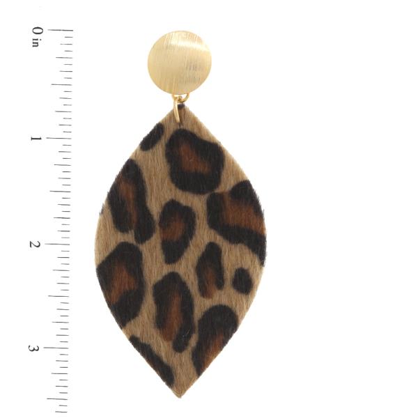 FAUX LEATHER ANIMAL PRINT EARRING