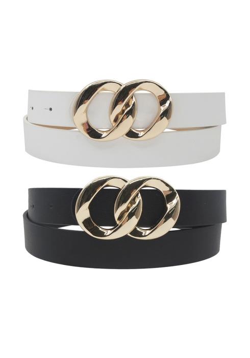 PLUS SIZE CHAIN LINK BUCKLE DUO BELT SET