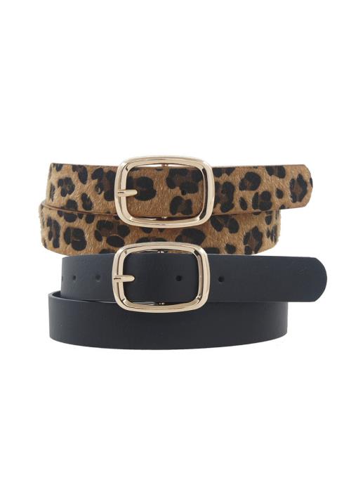 BASIC ROUNDED RECTANGLE BUCKLE DUO BELT