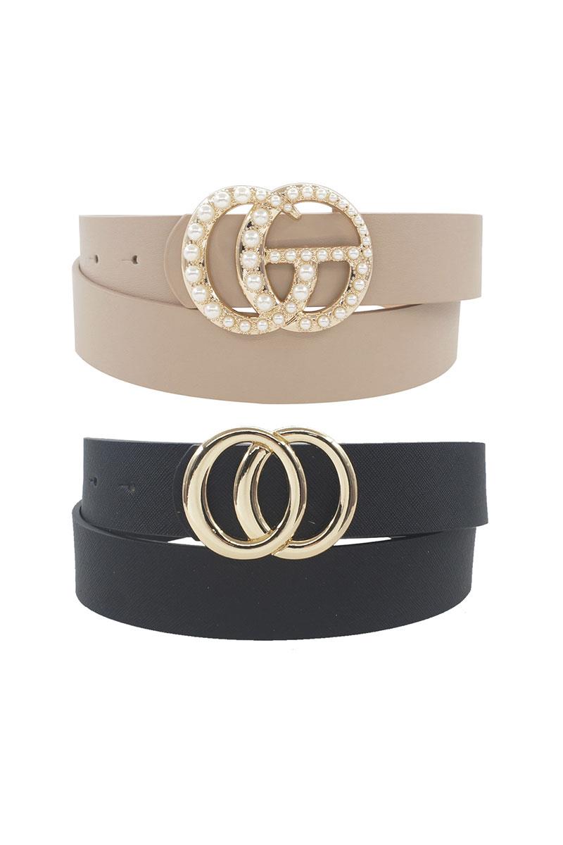 CIRCLE & PEARL BUCKLE DUO BELT