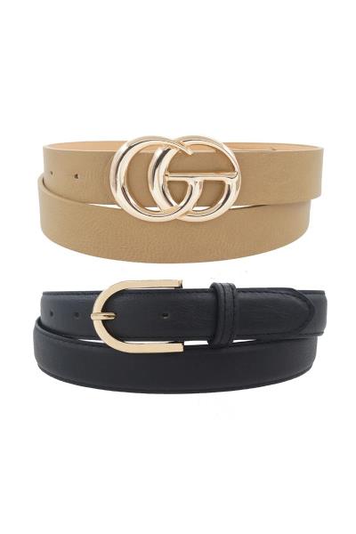 MULTI-STYLE GOLDEN FASHION BELT 2 PC SET
