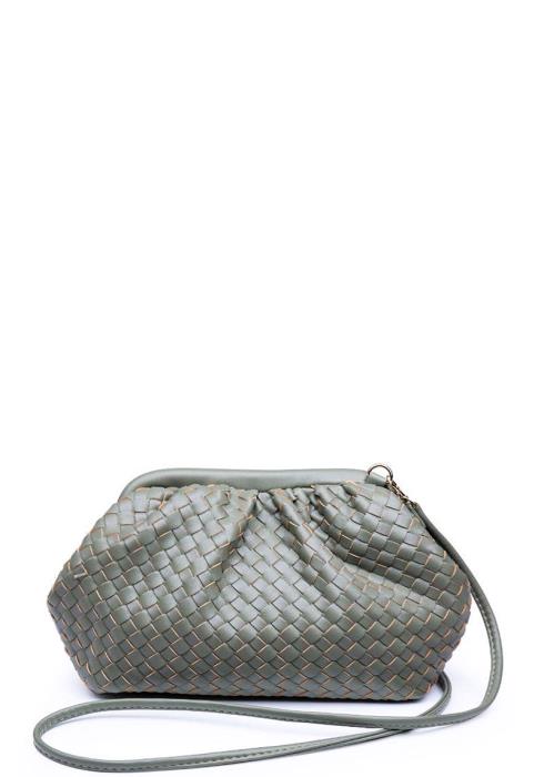 LUXURY LEONA WOVEN VEGAN LEATHER CROSSBODY BAG