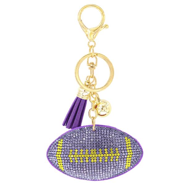 STYLISH CUTE RHINESTONE FOOTBALL PLUSH KEY CHAIN