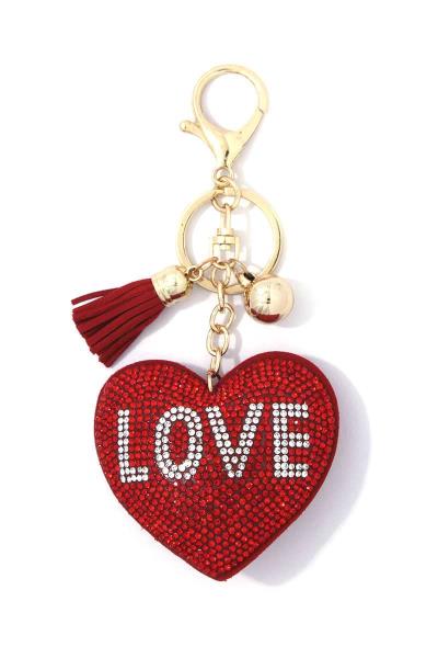 LOVE HEART PUFFY BLING KEYCHAIN