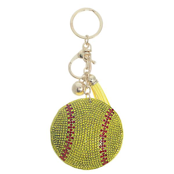 CHIC RHINESTONE BASEBALL KEYCHAIN