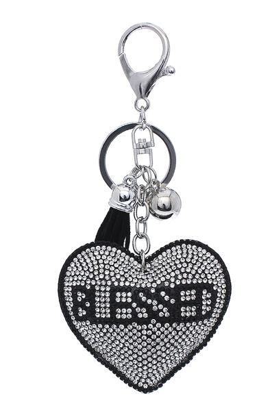 BLESSED HEART PUFFY BLING KEY CHAIN