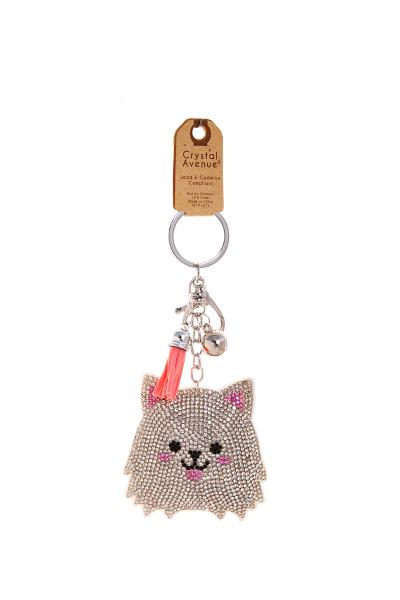 CUTE RHINESTONE DOG PLUSH KEY CHAIN