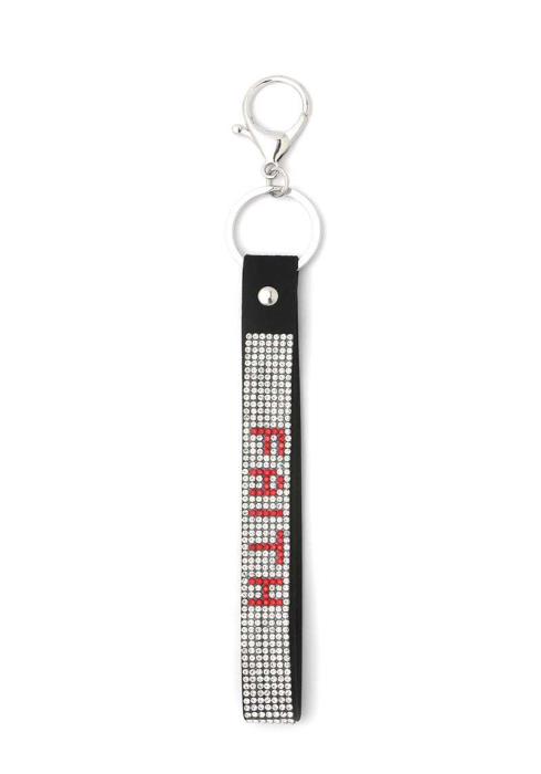 FAITH BLING SHORT LANYARD KEYCHAIN