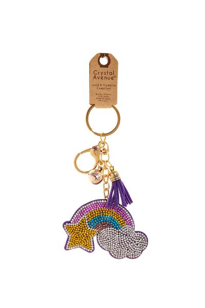 RHINESTONE RAINBOW CLOUD STAR KEY CHAIN