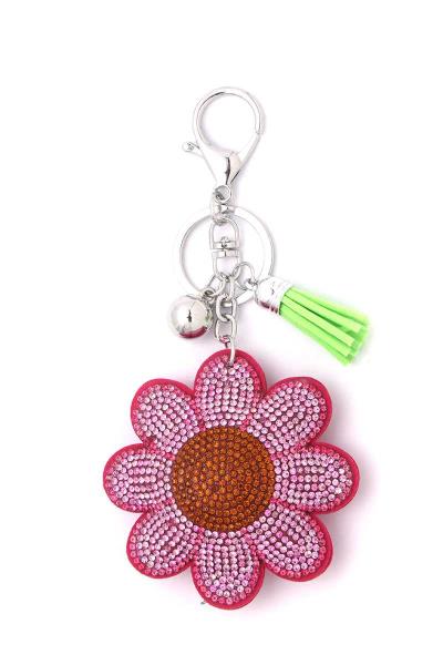 DAISY FLOWER PUFFY BLING KEYCHAIN