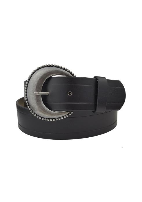 MOONBEAN BUCKLE WITH EMBOSSED LINES ON THE EDGE OF THE BELT