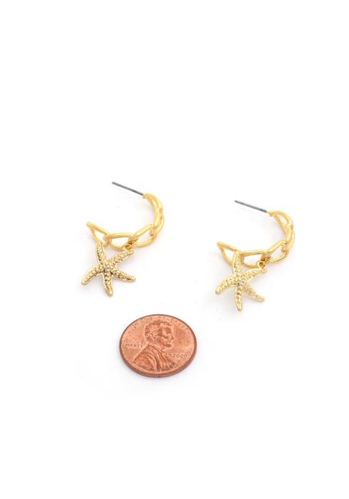 STAR FISH OVAL LINK EARRING