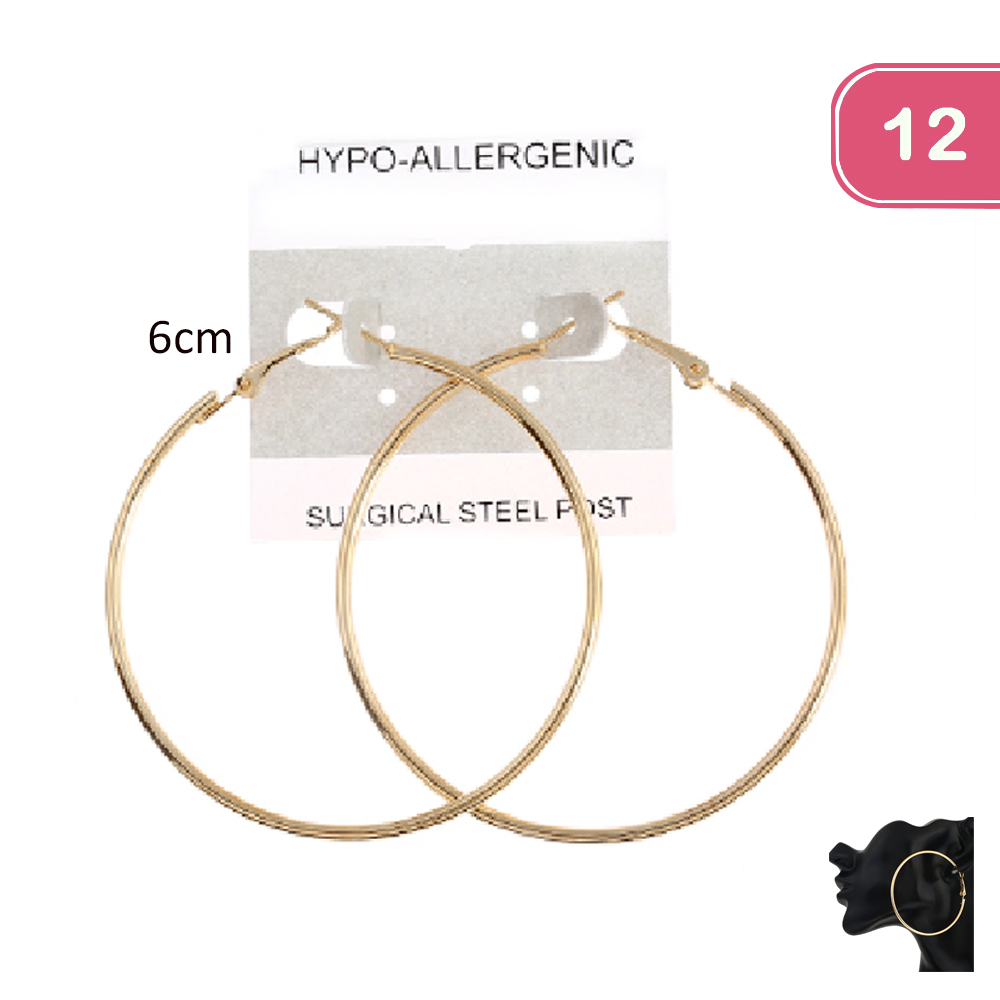 FASHION ROUND HOOP EARRING 12 UNITS