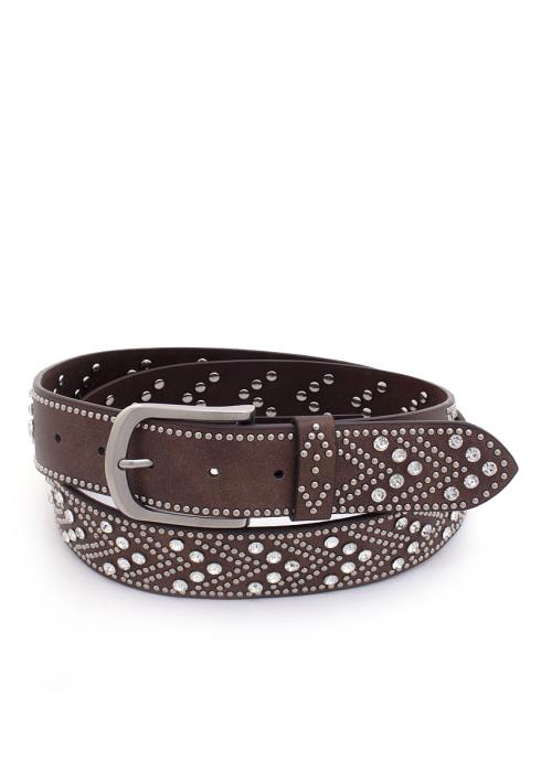 RHINESTONE STUDDED PU LEATHER BELT