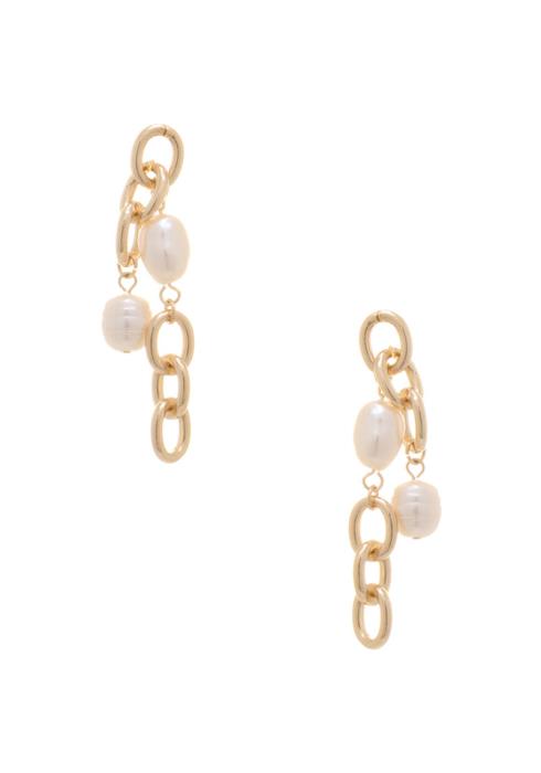 SODAJO METAL LINK WITH FRESH WATER PEARL EARRING