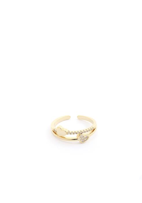 SODAJO DOUBLE HEART RHINESTONE RING