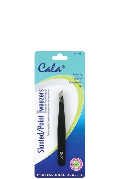 CALA PROFESSIONAL Slanted / Point Tip Tweezers, Perfectly Aligned Combination Tip 12 PC