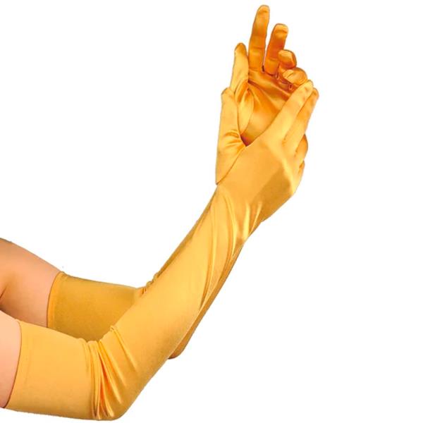 SHINY STRETCH ELBOW LENGTH OPERA SATIN LONG GLOVES