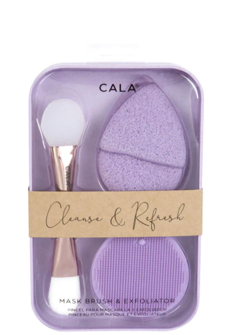CLEANSE & REFRESH MASK BRUSH & EXFOLIATOR SET (PURPLE)