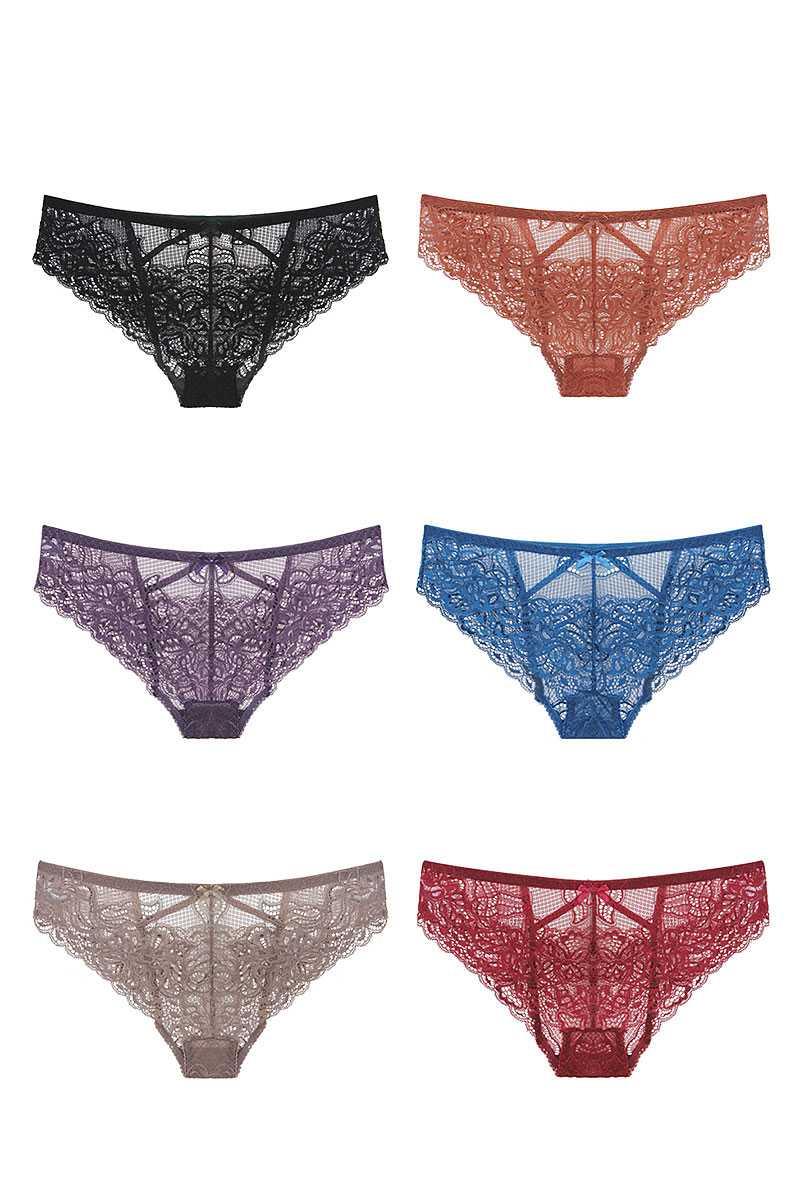 12 PCS. ASSORTED COLOR FLORAL LACE PANTY