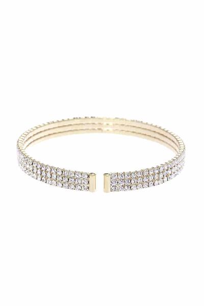 3 LINE RHINESTONE FLEXIBLE BRACELET