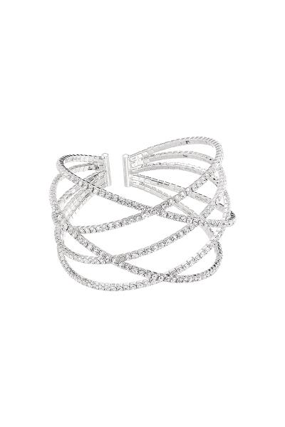 RHINESTONE FIVE ROW LAYER WIRE BRACELET