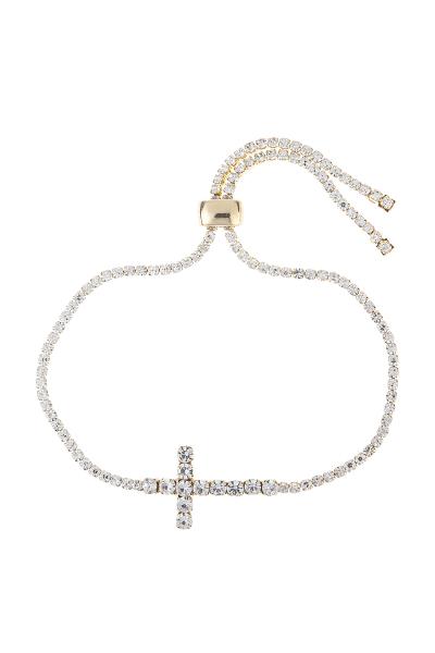 RHINESTONE CROSS ADJUST BRACELET