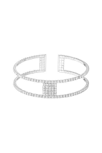 RHINESTONE 2ROW CENTER 5LINE CUFF BRACELET