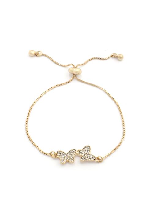 DOUBLE BUTTERFLY CHARM ADJUSTABLE BRACELET