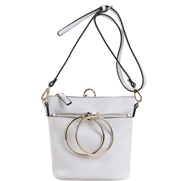 SMOOTH LARGE RING ZIPPER CROSSBODY BAG