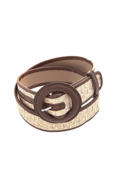 STRAW LEATHER RING BELT