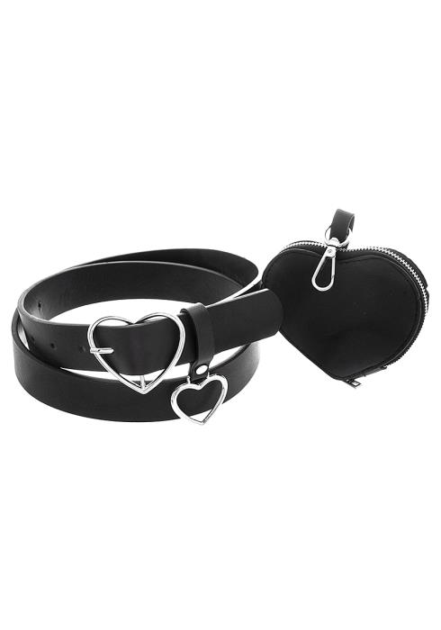 METAL HEART SHAPE COIN PURSE BELT