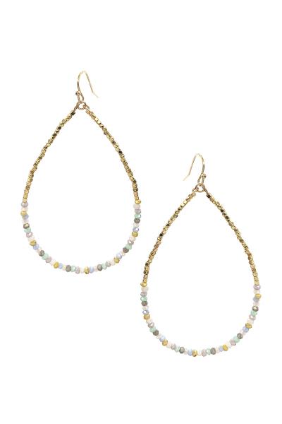 TEARDROP METAL BEAD HOOK EARRING