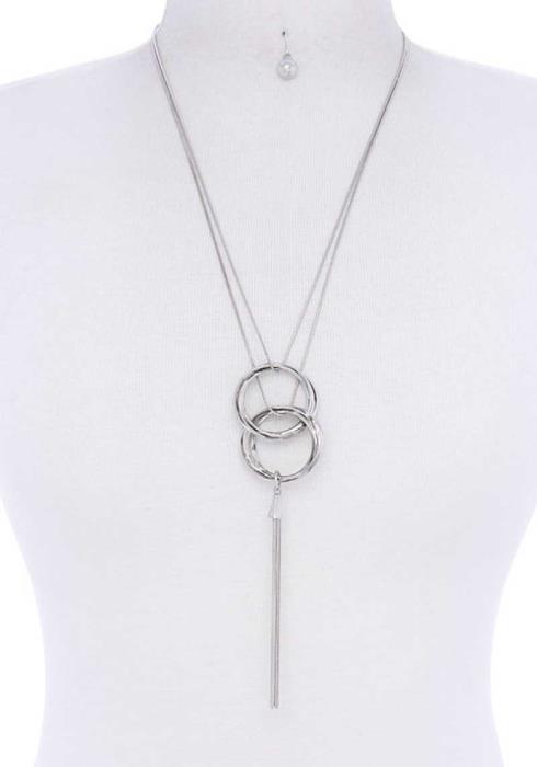 DOUBLE RING Y SHAPE NECKLACE