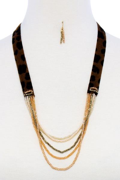 MULTI LAYER BEADED NECKLACE AND EARRING SET