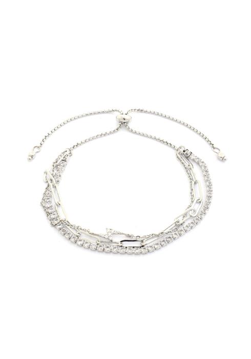 LIGHTING BOLT CHARM RHINESTONE OVAL LINK ADJUSTABLE BRACELET