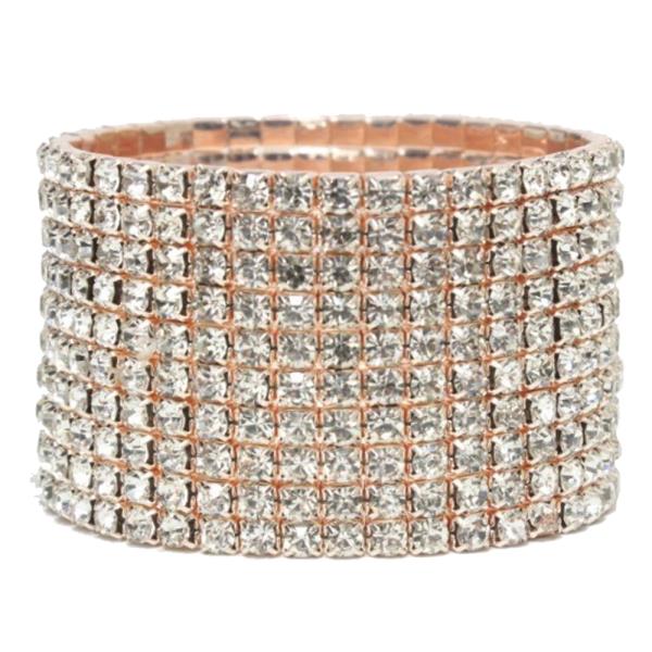 10 LAYERED RHINESTONE STRETCH BRACELET