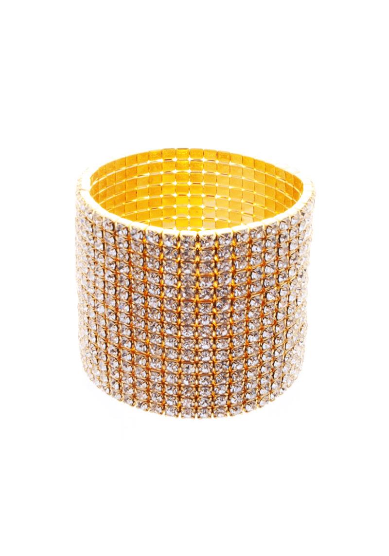 WIDE RHINESTONE STRETCH BRACELET