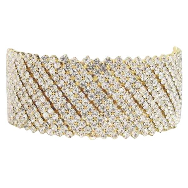 RHINESTONE WIRE BANGLE BRACELET
