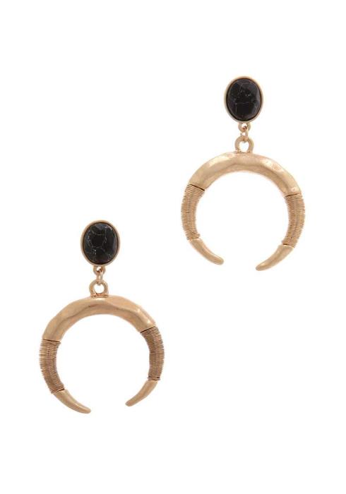 CRESCENT MOON POST DROP EARRING