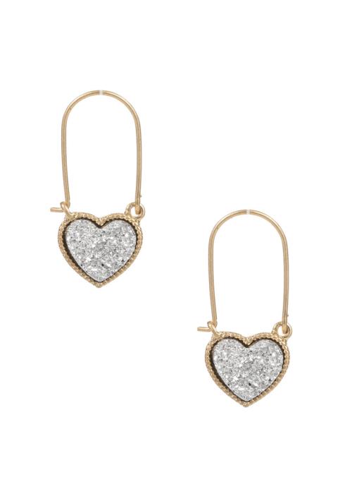 DRUZY HEART METAL EARRING